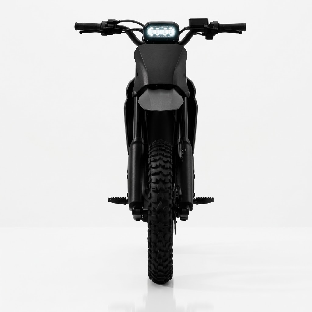 ETQ electric dirt bike shown from the front